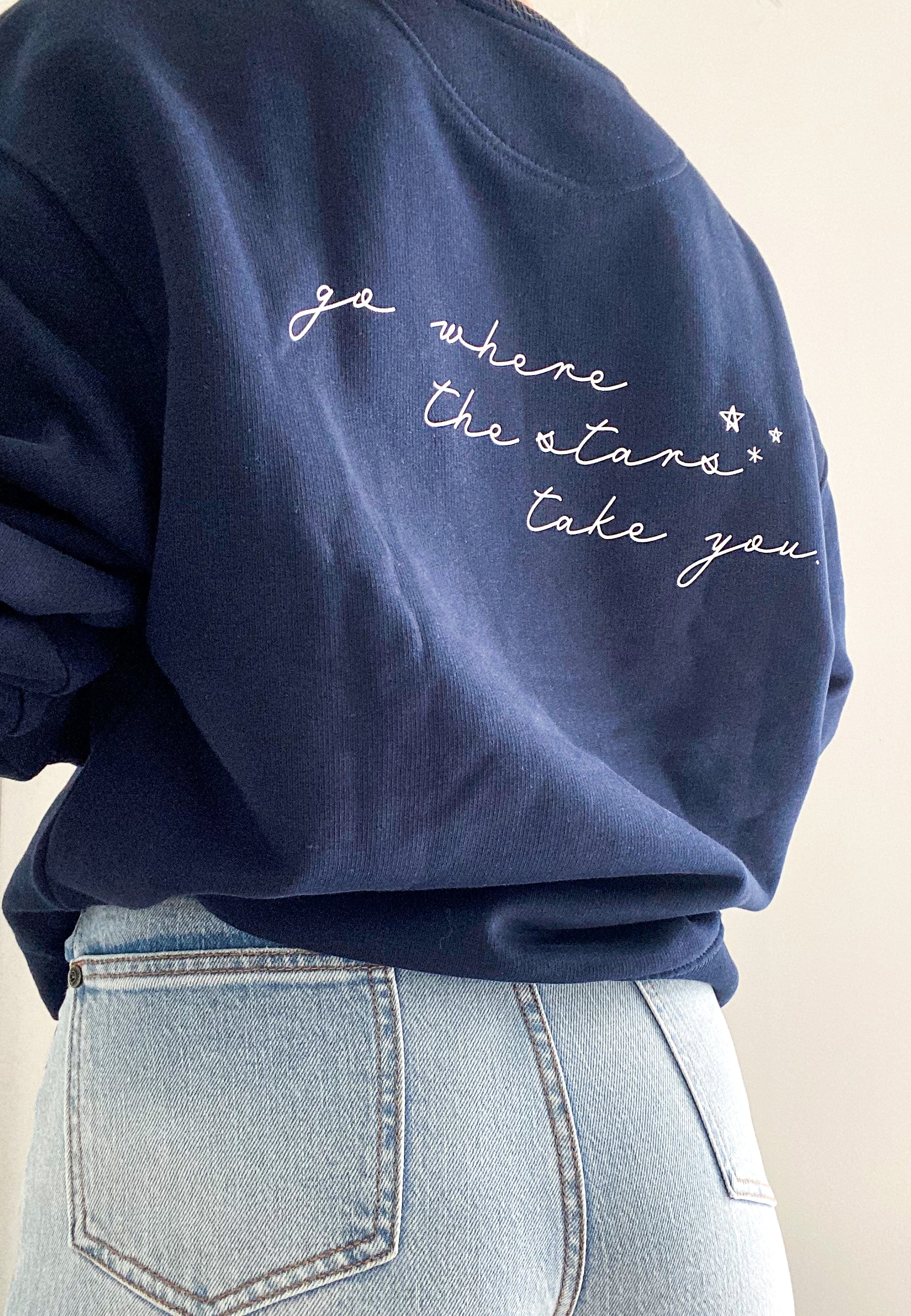 WAY TO THE STARS mit Personalisierung Sweater French Navy