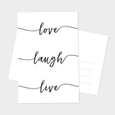 LOVE LAUGH LIVE Postkarte