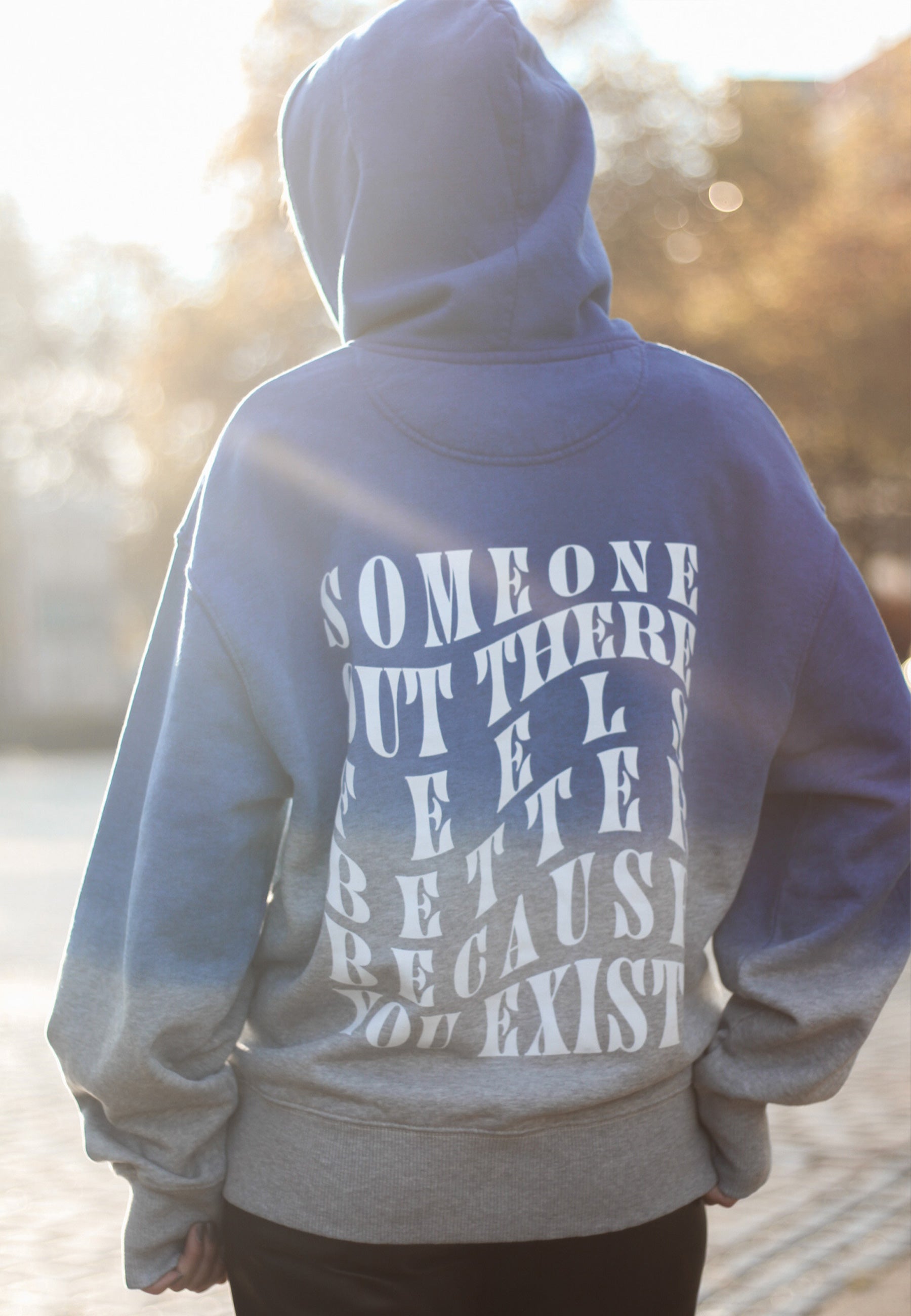 SOMEONE OUT THERE Hoodie Dip Dye Worker Blue/Heather Grey