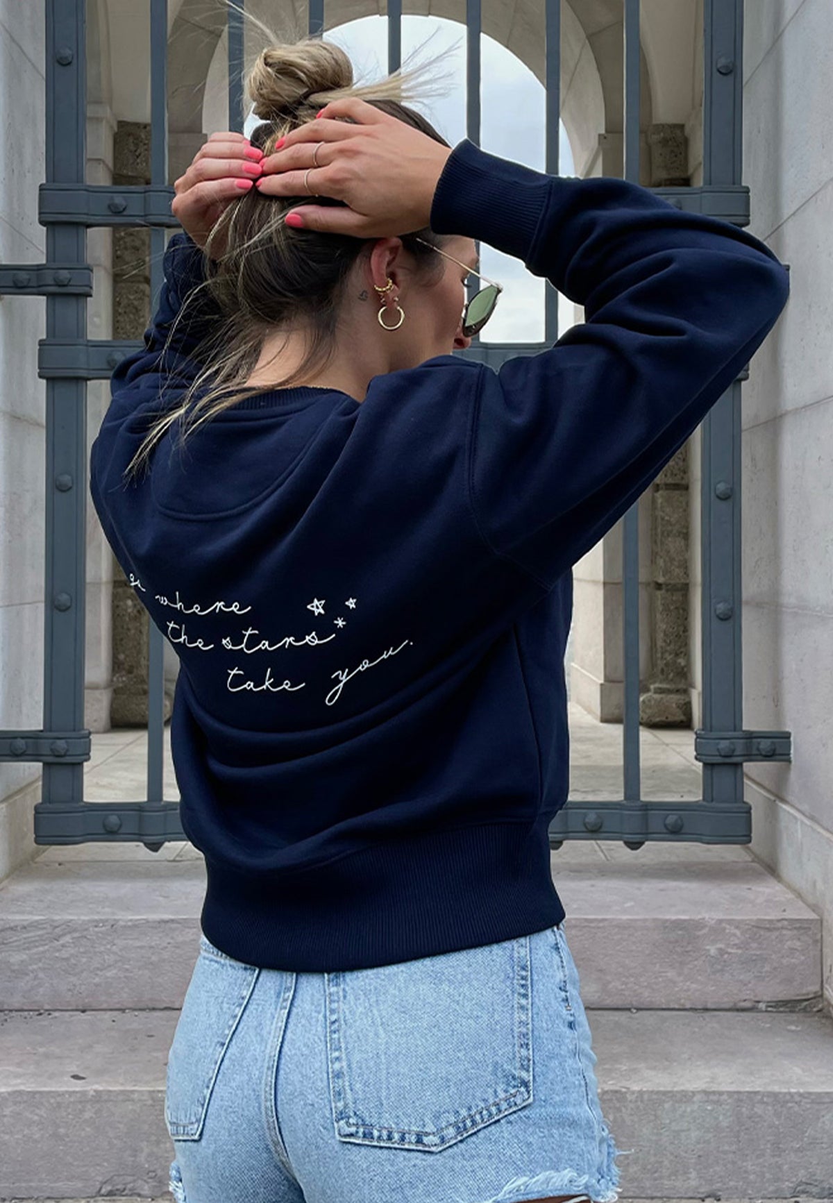 WAY TO THE STARS mit Personalisierung Sweater French Navy
